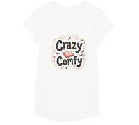 Crazy Comfy Freak in The Sheets Cozy Bedtime Humour T-Shirt, Fille, Blanc, M
