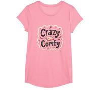 Crazy Comfy Freak in The Sheets Cozy Bedtime Humour T-Shirt, Fille, Rose, S