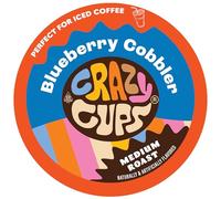 Crazy Cup Lot de 22 dosettes de café aromatisées aux myrtilles, cordonnier aux myrtilles, café chaud ou glacé dans des tasses à portion unique recyclables pour machines Keurig K Cup