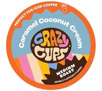 Crazy Cups Dosettes de café aromatisées, café caramel et crème de noix de coco, café à portion unique pour machines Keurig K-Cup, café chaud ou glacé, café torréfié de taille moyenne en capsules