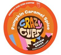 Crazy Cups Lot de 22 capsules de café aromatisé, d'épices à la citrouille, caramel, recyclables, pour machines Keurig K Cup, chaud ou glacé