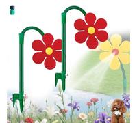 Crazy Daisy Sprinkler, 360° Rotating Dancing Flower Water Sprinkler for Fun, Fun Irrigation Tool, Garden Lawn Coverage Kid Pet Play Plastic Base Yard Spray (2 Pcs Red)