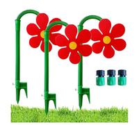 Crazy Daisy Sprinkler - 360° Rotating Dancing Flower Water Sprinkler for Lawn & Garden, Fun Irrigation Tool with Durable Plastic Base for Yard Watering(3pc*Red)