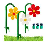 Crazy Daisy Sprinkler - 360° Rotating Dancing Flower Water Sprinkler for Lawn & Garden, Fun Irrigation Tool with Durable Plastic Base for Yard Watering(Yellow+White+Red)