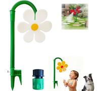 Crazy Daisy Sprinkler,360° Rotating Funny Daisy Sprinkler with Stake for Yard Watering Dogs Kids Playing (White)