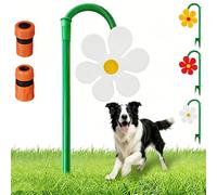 Crazy Daisy Sprinkler Dog, Flower Sprinkler for Dogs, 360° Rotating Garden Irrigation Tool with Base, Funny Sun Flower Sprinklers Stake, for Yard, Lawn Watering (White)