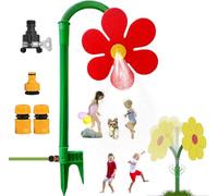 Crazy Daisy Sprinkler for Yard Watering and Kids Playing, 360° Rotating Dancing Flower Water Sprinkler, Fun Irrigation Tools with Durable Plastic Base for Dogs and Garden Irrigation (Red)