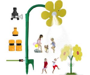 Crazy Daisy Sprinkler for Yard Watering and Kids Playing, 360° Rotating Dancing Flower Water Sprinkler, Fun Irrigation Tools with Durable Plastic Base for Dogs and Garden Irrigation (Yellow)