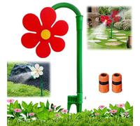 Crazy Dancing Arroseur de marguerite rotatif à 360° pour pelouse et jardin, outil d'irrigation de jardin avec base en plastique robuste pour cour, vert (rouge)