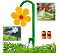 Crazy Dancing Arroseur de marguerite rotatif à 360° pour pelouse et jardin, outil d'irrigation de jardin avec base en plastique robuste pour cour, vert (jaune)