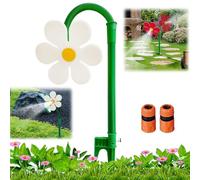 Crazy Dancing Arroseur de marguerites dansantes rotatif à 360° pour pelouse et jardin, outil d'irrigation de jardin avec base en plastique robuste pour cour, vert (blanc)
