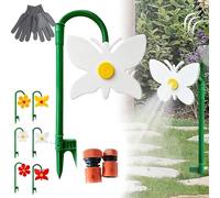 Crazy Dancing Daisy Sprinkler, 360° Rotating Dancing Flower Water Sprinkler, Funny Garden Water Sprinklers with 1/2'' Adapter, Durable Plastic Base with Vibrant Design, for Lawn & Garden (F-1)