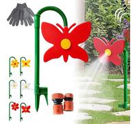 Crazy Dancing Daisy Sprinkler, 360° Rotating Dancing Flower Water Sprinkler, Funny Garden Water Sprinklers with 1/2'' Adapter, Durable Plastic Base with Vibrant Design, for Lawn & Garden (E-1)