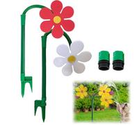 Crazy Dancing Flower Water Sprinkler, 360° Rotating Flower Spray, Dancing Moving Daisy Water Sprinkler Sprayer for Garden Lawn, Garden Irrigation Tool (Red+White)