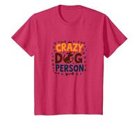 Crazy Dog Person Couronne en os avec Empreintes de Pattes pour Amoureux des Animaux T-Shirt, Enfant, Rouge Chiné, 3 Ans