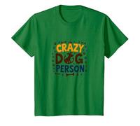 Crazy Dog Person Couronne en os avec Empreintes de Pattes pour Amoureux des Animaux T-Shirt, Enfant, Vert Kelly, 4 Ans