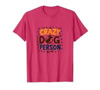 Crazy Dog Person Couronne en os avec Empreintes de Pattes pour Amoureux des Animaux T-Shirt, Homme, Rouge Chiné, S
