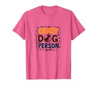 Crazy Dog Person Couronne en os avec Empreintes de Pattes pour Amoureux des Animaux T-Shirt, Homme, Rose Chiné, M