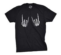 Crazy Dog Tshirts - Mens Heavy Metal Bones Hands Tshirt Funny Rock on Halloween Tee (Black) - XL - Homme