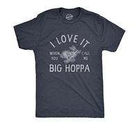 Crazy Dog Tshirts - Mens I Love It When You Call Me Big Hoppa T Shirt Funny Easter Sunday Bunny Rabbit Graphic Novelty Tee for Guys (Heather Navy) - M - Homme