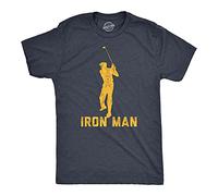 Crazy Dog Tshirts - Mens Iron Man Tshirt Funny Fathers Day Golf Clubs Sarcastic Fathers Day Novelty Tee (Heather Navy) - S - Homme