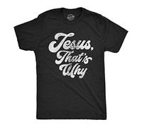 Crazy Dog Tshirts - Mens Jesus Thats Why T Shirt Funny Religious Faith Christian Church Guys Tee (Heather Black) - S - Homme