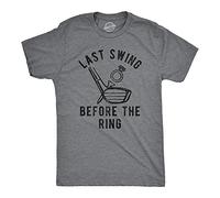 Crazy Dog Tshirts - Mens Last Swing Before The Ring Tshirt Funny Golf Bachelor Bachelorette Wedding Tee (Dark Heather Grey) - 3XL - Homme