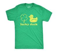 Crazy Dog Tshirts - Mens Lucky Duck Tshirt Funny Shamrock St Patricks Day Graphic Tee (Heather Green) - L - Homme