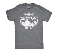Crazy Dog Tshirts - Mens Meese Tshirt Funny Moose Hilarious Sarcastic T Shirt (Dark Heather Grey) - L - Homme