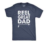 Crazy Dog Tshirts - Mens Reel Great Dad T Shirt Funny Fathers Day Fishing Tee Gift for Fisherman (Heather Navy) - 3XL - Homme