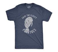Crazy Dog Tshirts - Mens Save The Floaty Potatoes Tshirt Funny Manatee Conservation Tee (Heather Navy) - L - Homme
