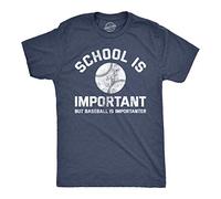 Crazy Dog Tshirts - Mens School is Important But Baseball is Importanter Tshirt Funny Sports Tee (Heather Navy) - M - Homme