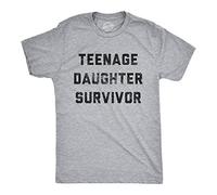 Crazy Dog Tshirts - Mens Teenage Daughter Survivor T Shirt Funny Fathers Day Tee for Dad (Light Heather Grey) - 3XL - Homme