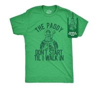 Crazy Dog Tshirts - Mens The Paddy Dont Start Til I Walk in T Shirt Funny Saint Patricks Day Humor (Heather Green) - M - Homme