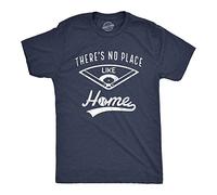 Crazy Dog Tshirts - Mens Theres No Place Like Home T Shirt Funny Baseball Diamond Graphic Novelty Tee for Guys (Heather Navy) - XXL - Homme