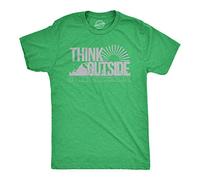 Crazy Dog Tshirts - Mens Think Outside Funny No Box Necessary Hiking Camping Vintage Graphic T Shirt (Green) - XXL - Homme