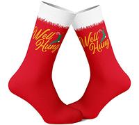 Crazy Dog Tshirts - Men's Well Hung Socks Funny Sarcastic Christmas Stocking Innuendo Graphic Novelty Footwear - Homme