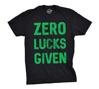 Crazy Dog Tshirts - Mens Zero Lucks Given T Shirt Funny Saint Patricks Day Cool Graphic Patty Tee (Black) - L - Homme