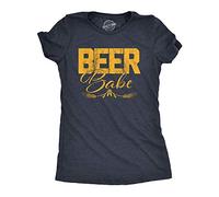 Crazy Dog Tshirts - Womens Beer Babe Tshirt Funny Brew Pub IPA Craft Beer Drinking Graphic Tee (Heather Navy) - S - Femme