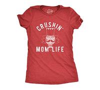 Crazy Dog Tshirts - Womens Crushin Mom Life Tshirt Funny Nutcracker Christmas Party Tee for Mother (Heather Red) - L - Femme