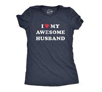 Crazy Dog Tshirts - Womens I Love My Awesome Husband Tshirt Cute Relationship Married Tee (Heather Navy) - 3XL - Femme