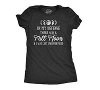 Crazy Dog Tshirts - Womens in My Defense There Was A Full Moon and I Was Left Unsupervised Tshirt (Heather Black) - 3XL - Femme