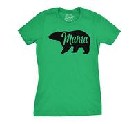 Crazy Dog Tshirts - Womens Mama Bear T Shirt Cute Funny Best Mom of Boys Girls Cool Mothers Day Tee (Green) - L - Femme