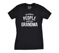 Crazy Dog Tshirts - Womens My Favorite People Call Me Grandma T Shirt Funny Mothers Day Tee Ladies (Black) - S - Femme