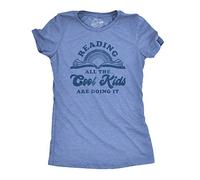 Crazy Dog Tshirts - Womens Reading All The Cool Kids are Doing It Tshirt Funny Books Tee (Light Heather Blue) - XXL - Femme