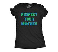 Crazy Dog Tshirts - Womens Respect Your Mother T Shirt Funny Sarcastic Planet Earth Day Nature Graphic Novelty Tee for Ladies (Heather Black) - XXL - Femme