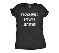 Crazy Dog Tshirts - Womens Vasectomies Prevent Abortion Tshirt Funny Reproductive Rights Protest Graphic Tee (Heather Black) - L - Femme