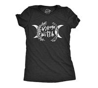 Crazy Dog Tshirts - Womens Village Witch Tshirt Funny Halloween Tee (Heather Black) - 3XL - Femme