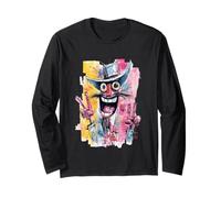 Crazy Face Double Peace Graffiti Pop Portrait Art Graphique Manche Longue