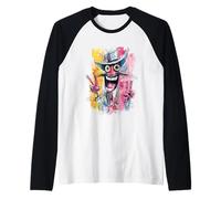 Crazy Face Double Peace Graffiti Pop Portrait Art Graphique Manche Raglan
